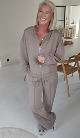 JUNA jogger sweat cardigan taupe