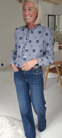 INTE romantic blouse vichy navy