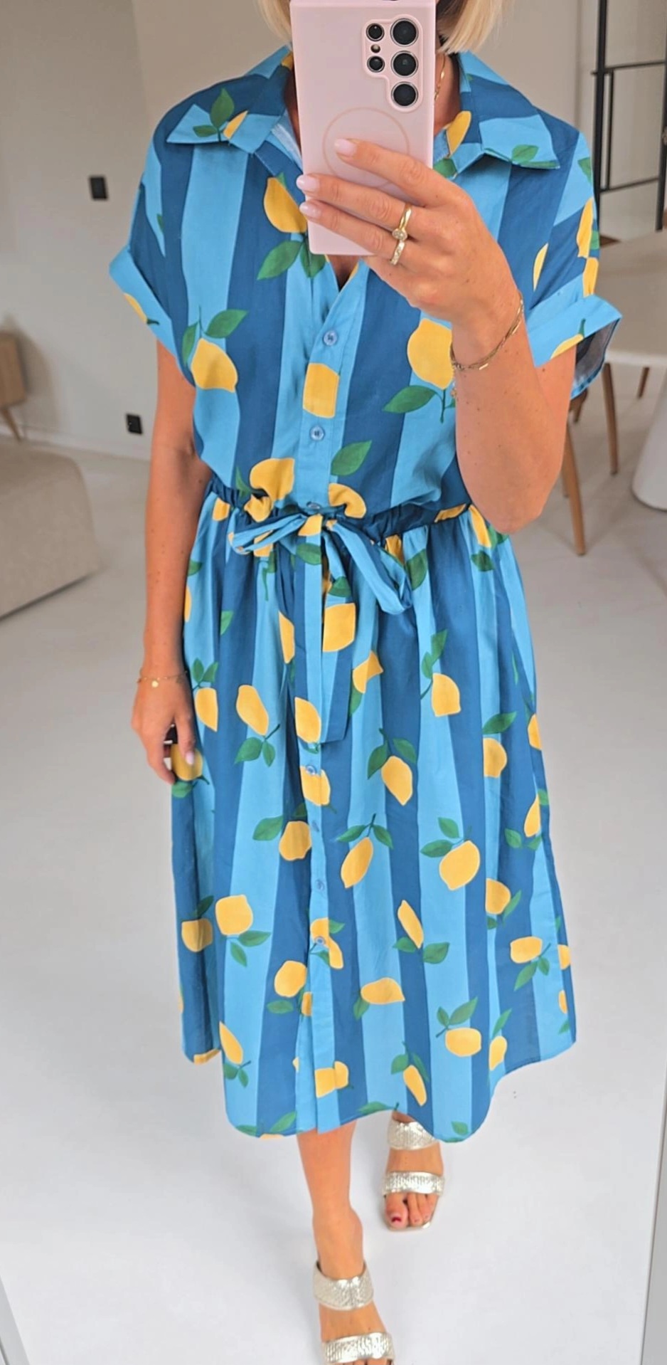 LEMON maxi cotton dress blue