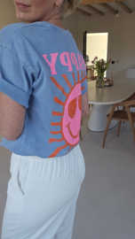 HAPPY cotton T-shirt blue