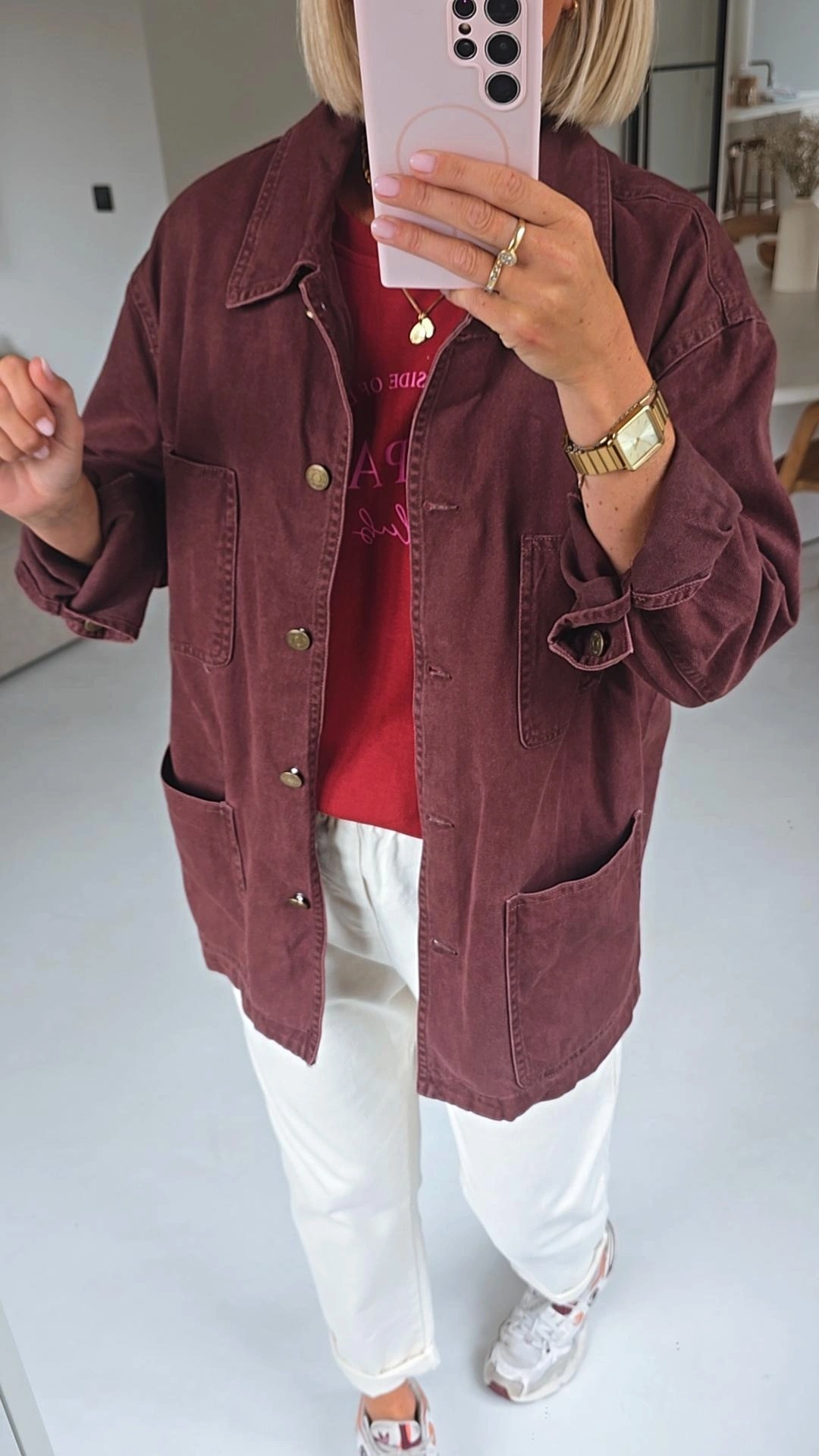 FELINE oversized cotton jacket burgundy