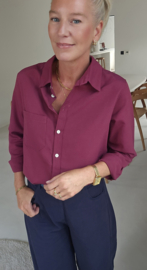 AVA basic cotton shirt burgundy