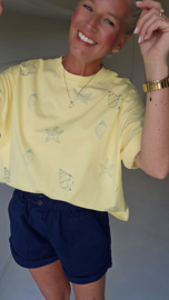 BEVIN cotton paperbag short navy