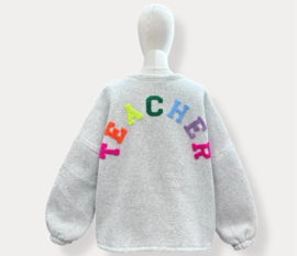 TEACHER fleece sweatshirt grey multi