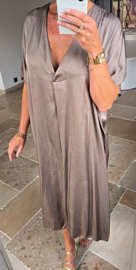 ADDISON maxi satin dress curvy line dark taupe