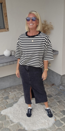 AYLIN oversized striped T-shirt black