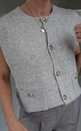 TESSA sleeveless knit cardigan soft taupe
