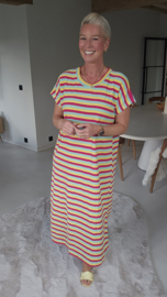 DAKOTA striped maxi sponge dress fuschia