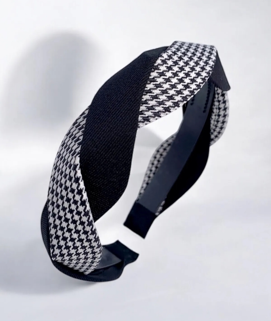 HAILY twisted houndstooth headband black