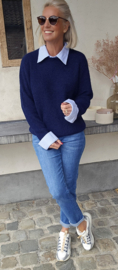 SILA striped shirt knit melêe navy
