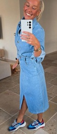 JOHANNE maxi jeans dress soft blue