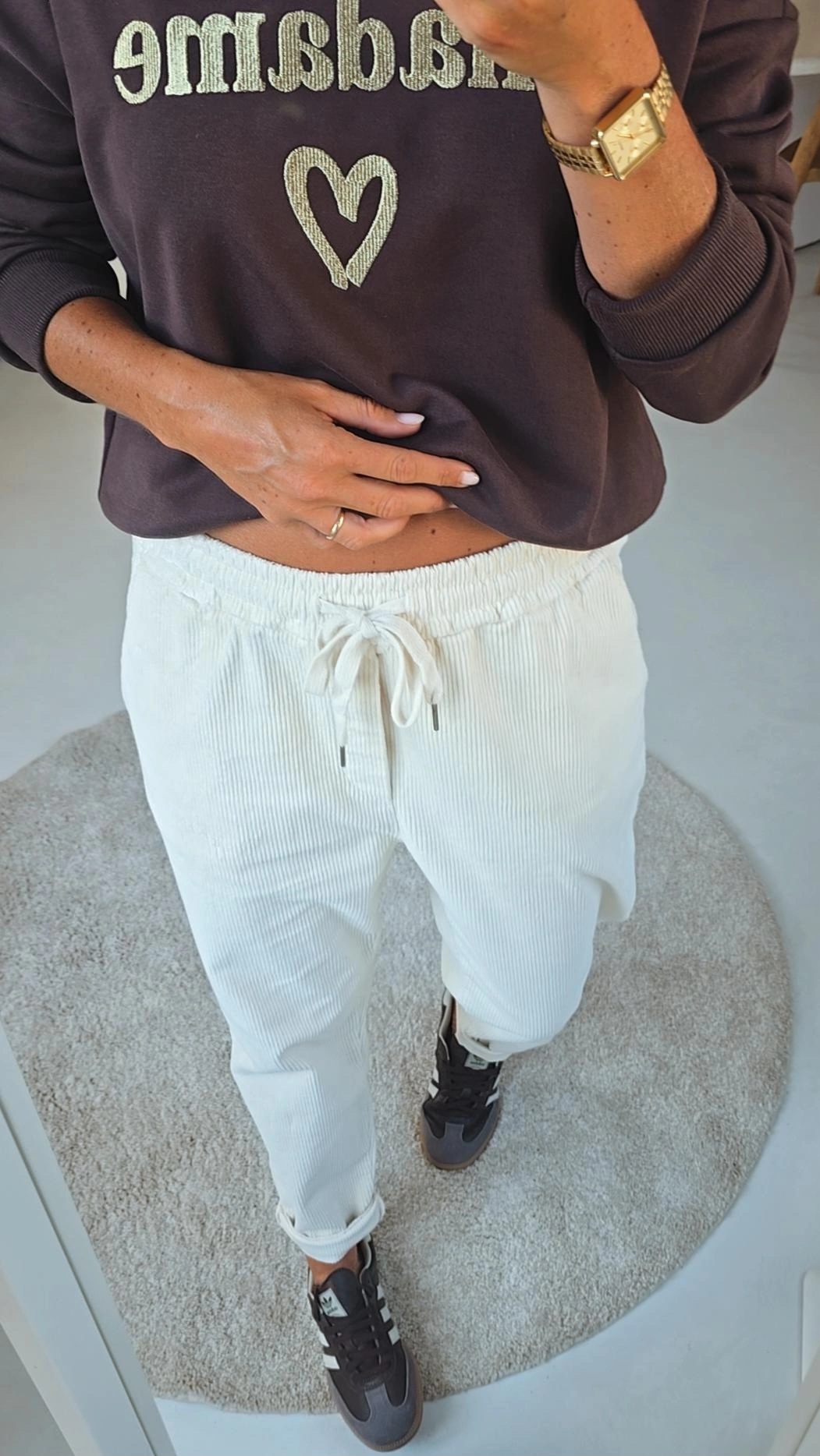 AMTE corduroy jogger pants ecru