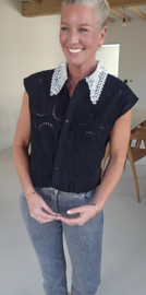 JULIA cotton broderie shirt black