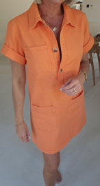 THE PERFECT JEANS dress short-sleeved soft neon orange