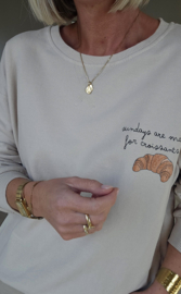 SUNDAYS ARE FOR CROISSANTS cotton sweatshirt beige