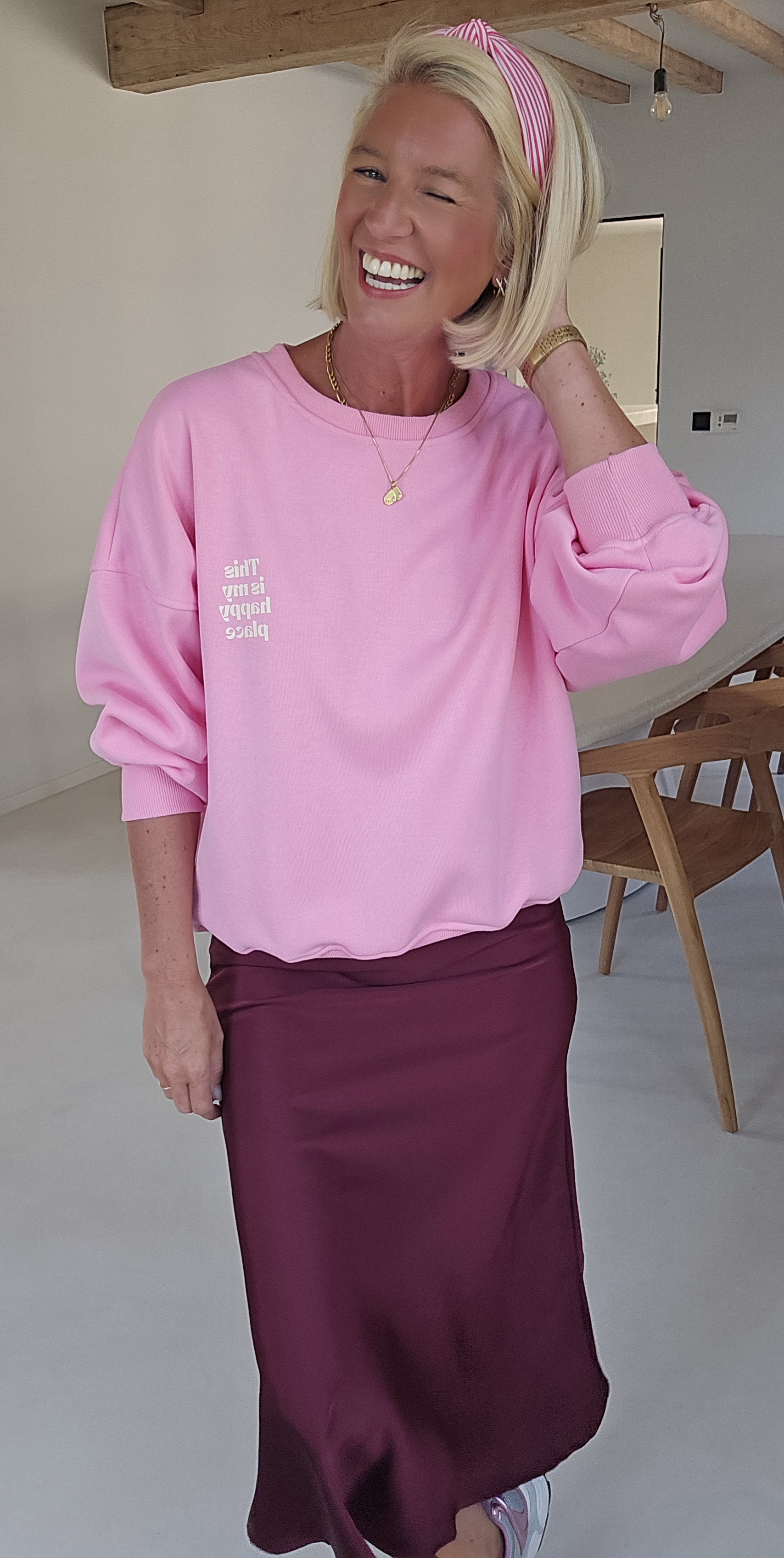 THIS IS MY HAPPY PLACE sweatshirt baby pink