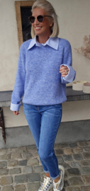 SILA striped shirt knit melêe blue