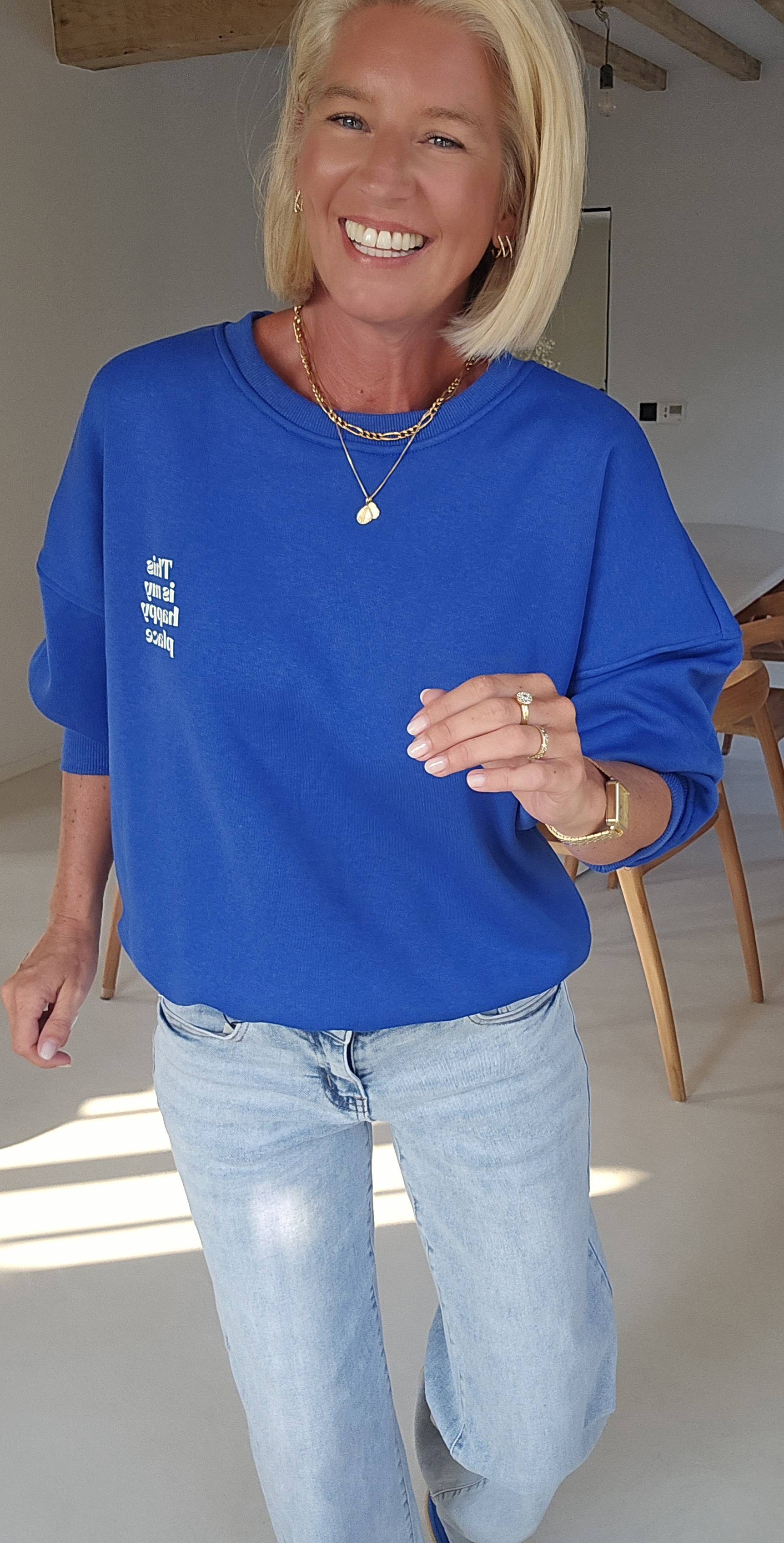 THIS IS MY HAPPY PLACE sweatshirt kobalt blue