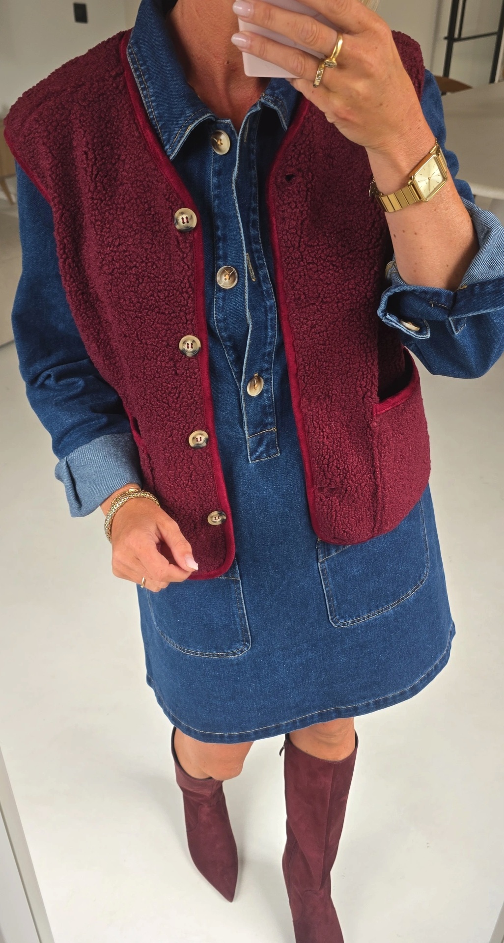 MELIA sleeveless teddy jacket burgundy