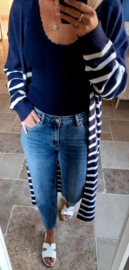 LIZZY striped maxi knit cardigan navy