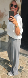 RINA soft velvet wide leg jogger pants grey