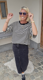 AYLIN oversized striped T-shirt black