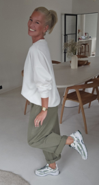 MOLIE extra wide cotton balloon pants khaki