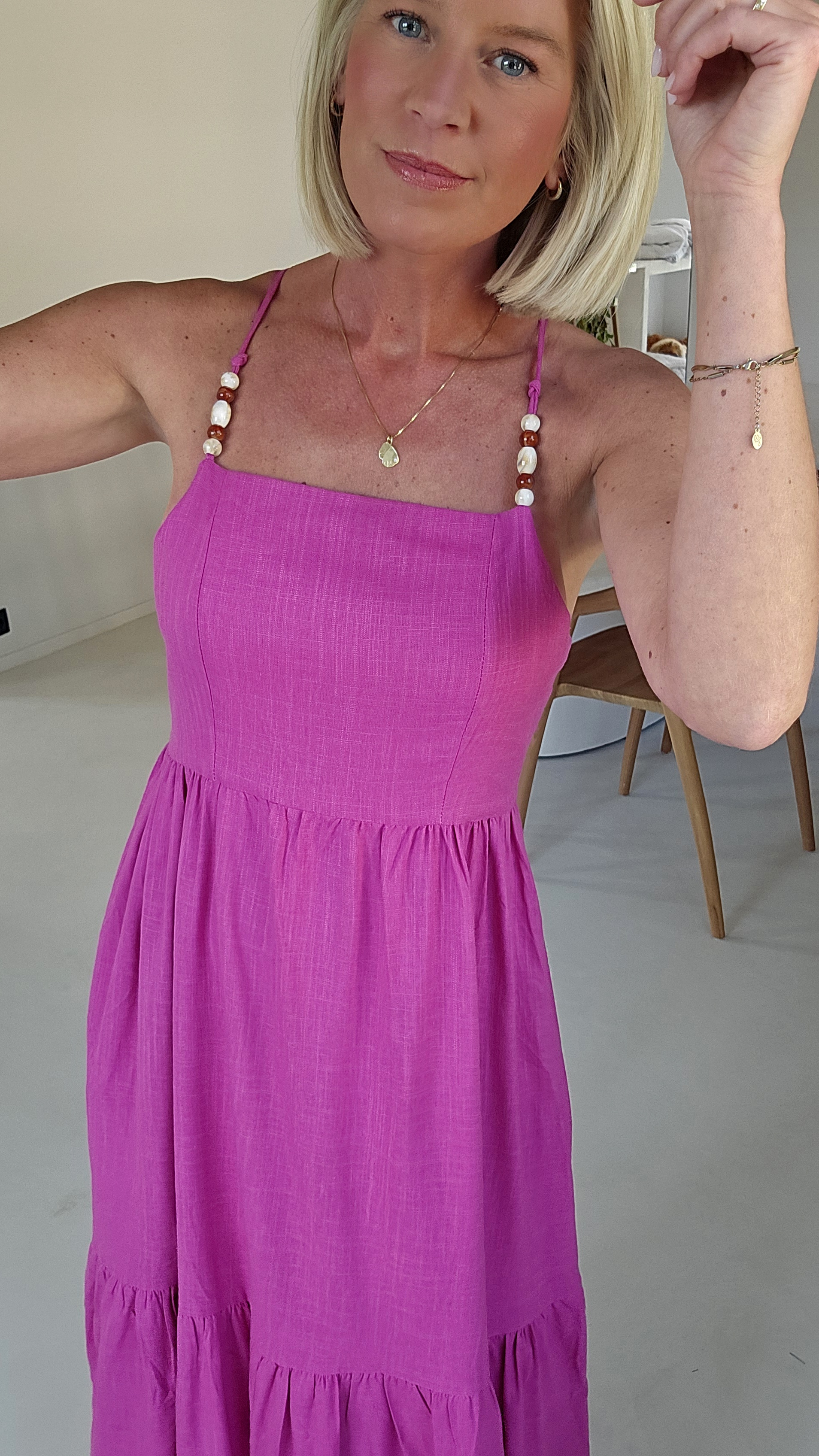 LYDIE maxi linen viscose dress aubergine
