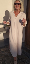 RHEA WINTER soft velvet maxi shirt dress soft beige