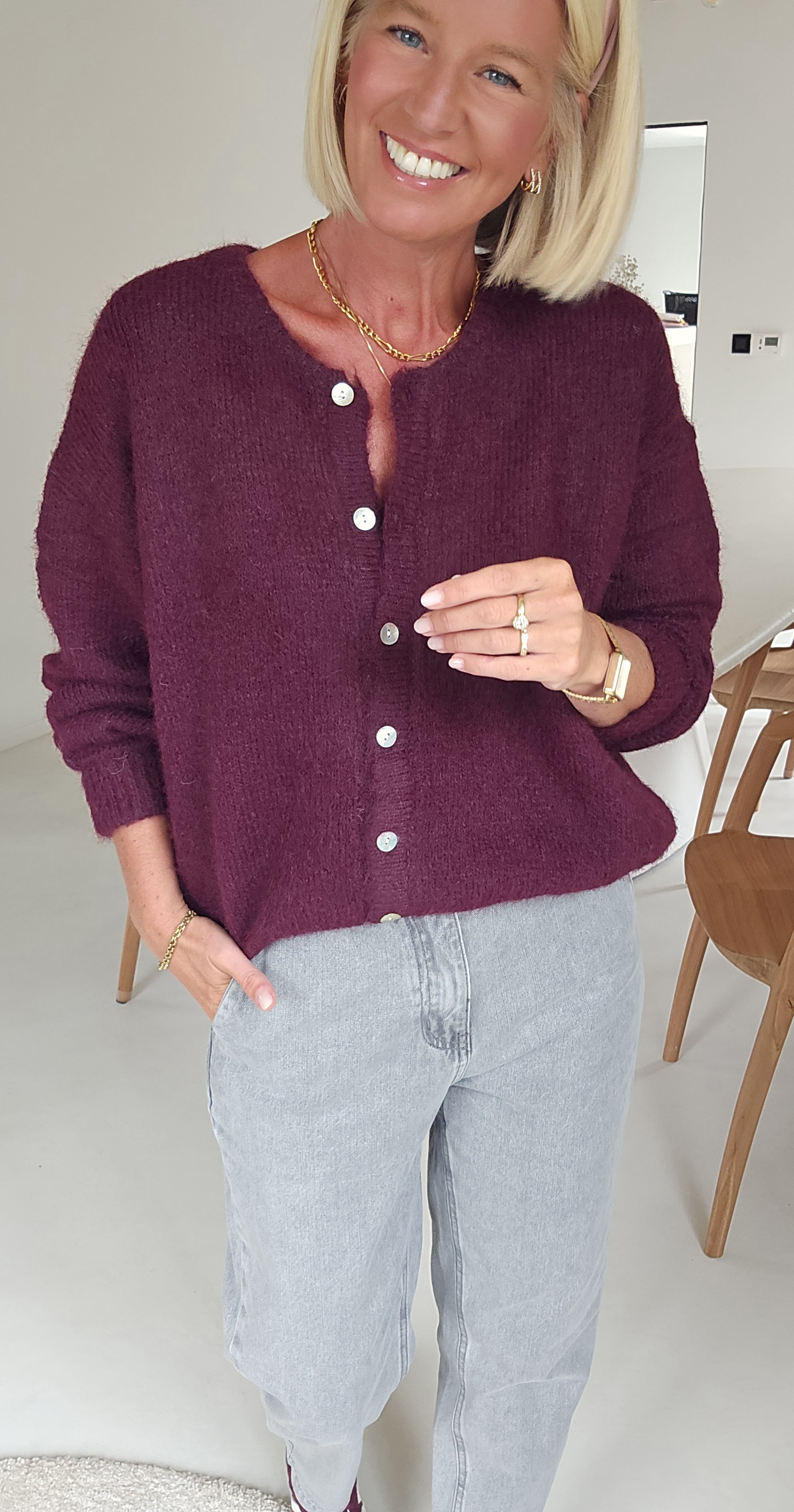LIESJE cardigan dark burgundy