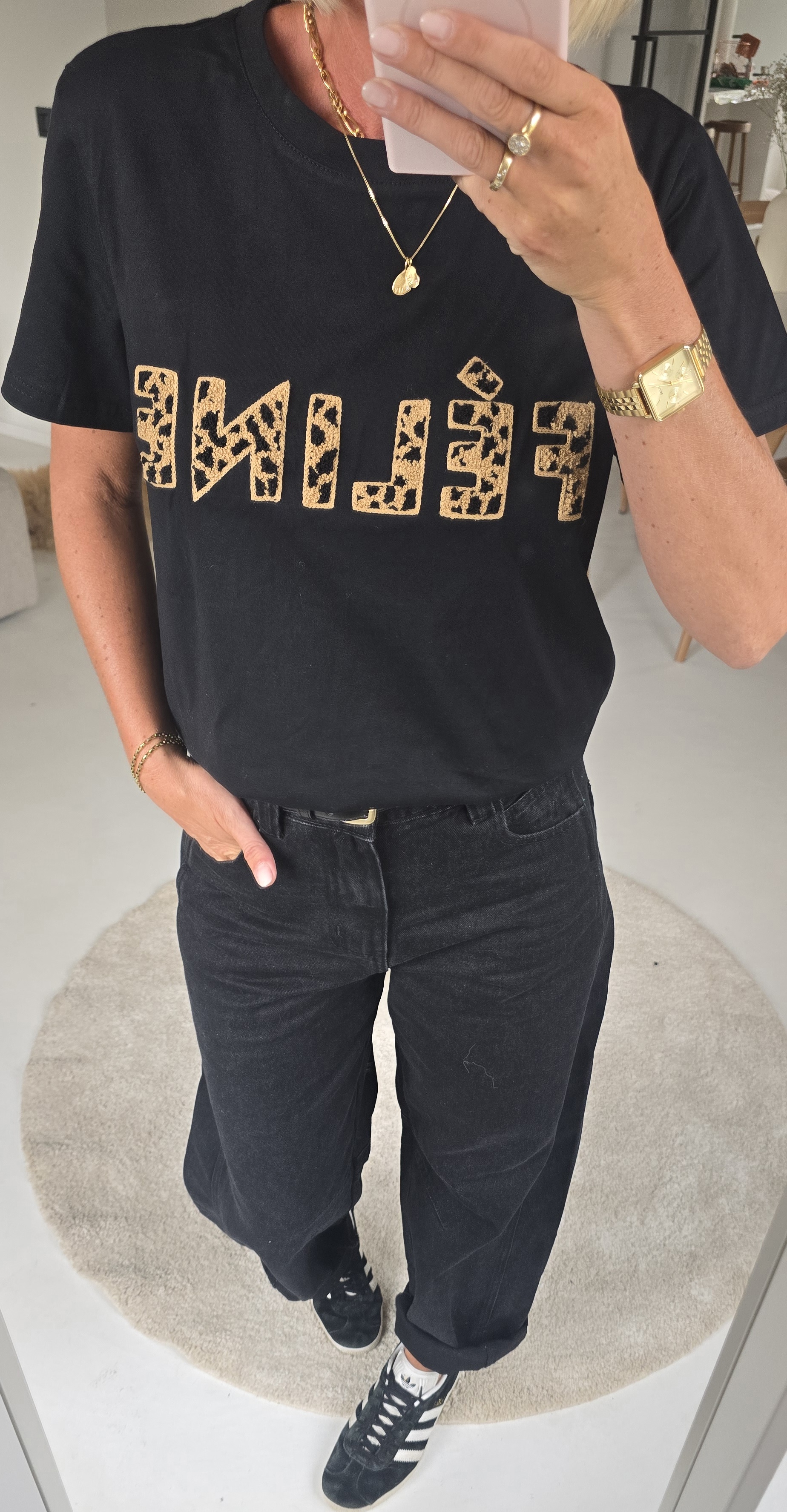 FÉLINE cotton T-shirt black