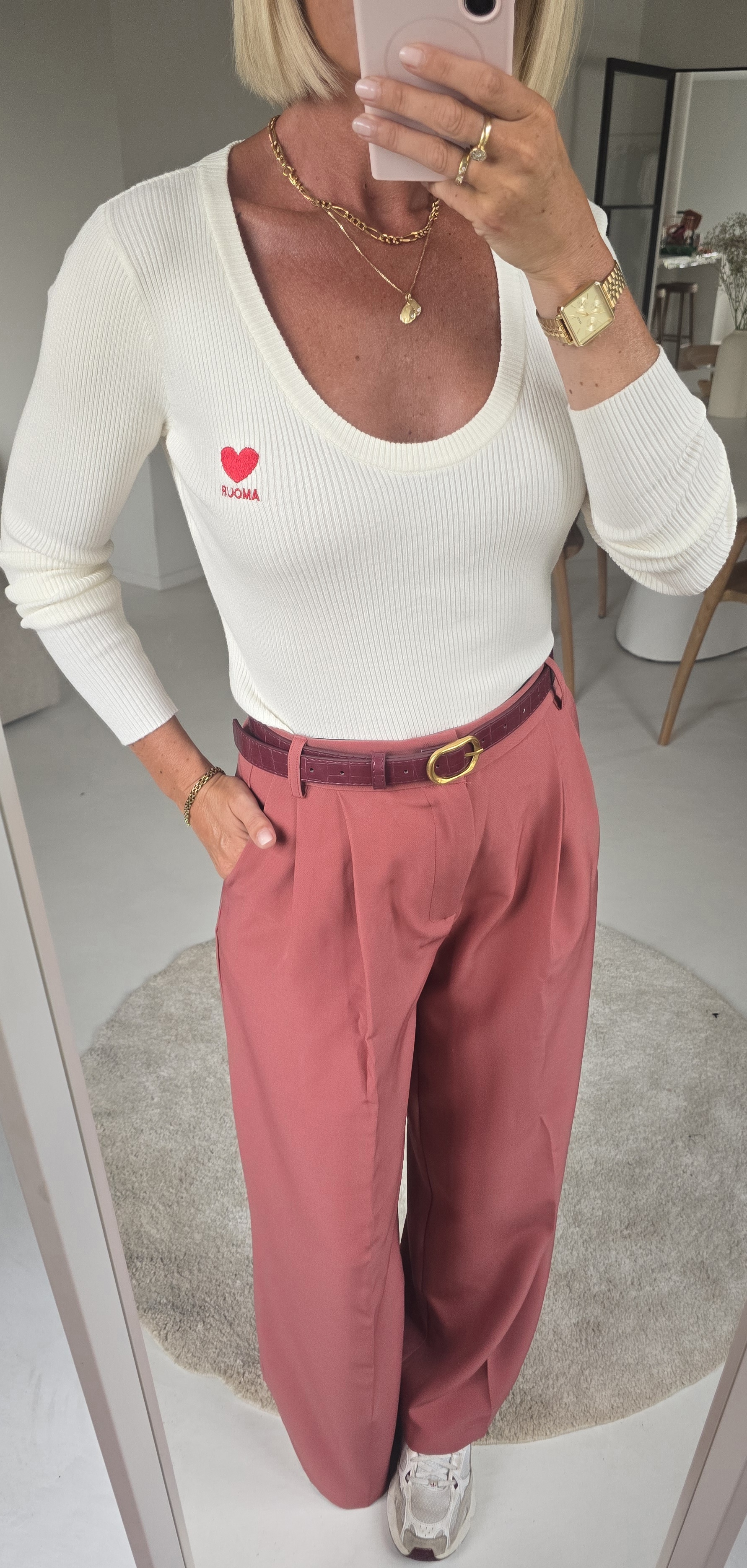 AMOUR warm v-neck longsleeve ecru
