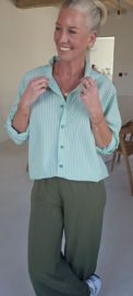 LAURA striped cotton shirt mint