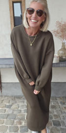ROBYN maxi sweatshirt fleece dress khaki
