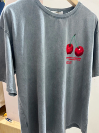 CHERRY cotton T-shirt washed grey
