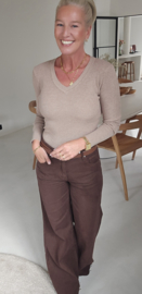 MILIA v-neck basic knit taupe