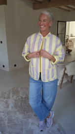 TALIA striped quilted jacket lilac yellow
