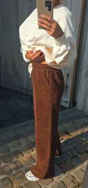 RINA soft velvet wide leg jogger pants choco