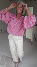 ELENA gingham blouse fuschia