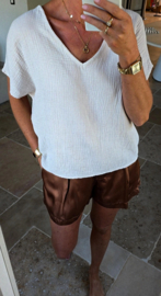 BARI satin shorts chocolate