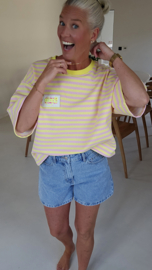 SMILE striped T-shirt pink