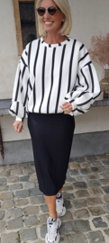LUCIA striped cotton sweatshirt white black