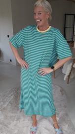 MIAMI striped maxi T-shirt dress green blue