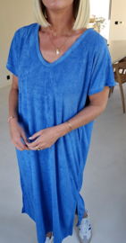 DIDI maxi terry T-shirt dress royal blue v-neck