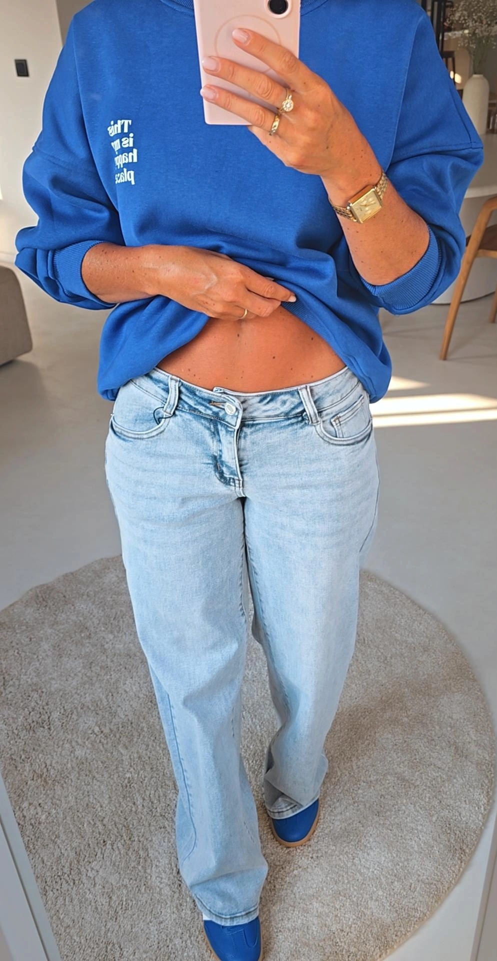 LAURAN dad jeans soft blue low rise