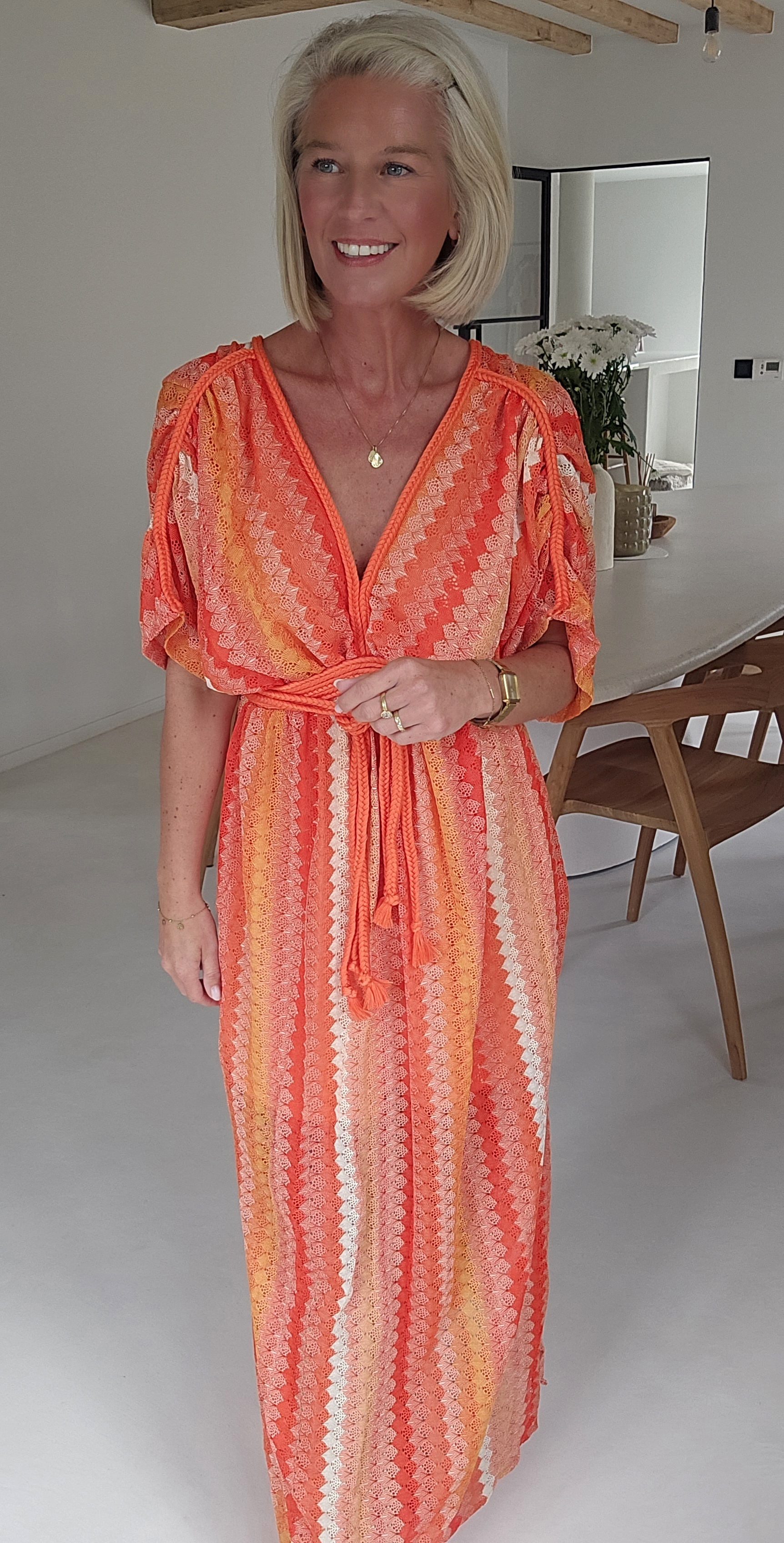 CANDICE maxi crochet dress orange