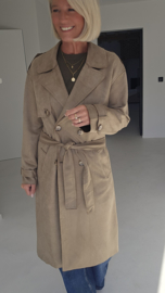 FALL VIBES suede trench coat khaki taupe