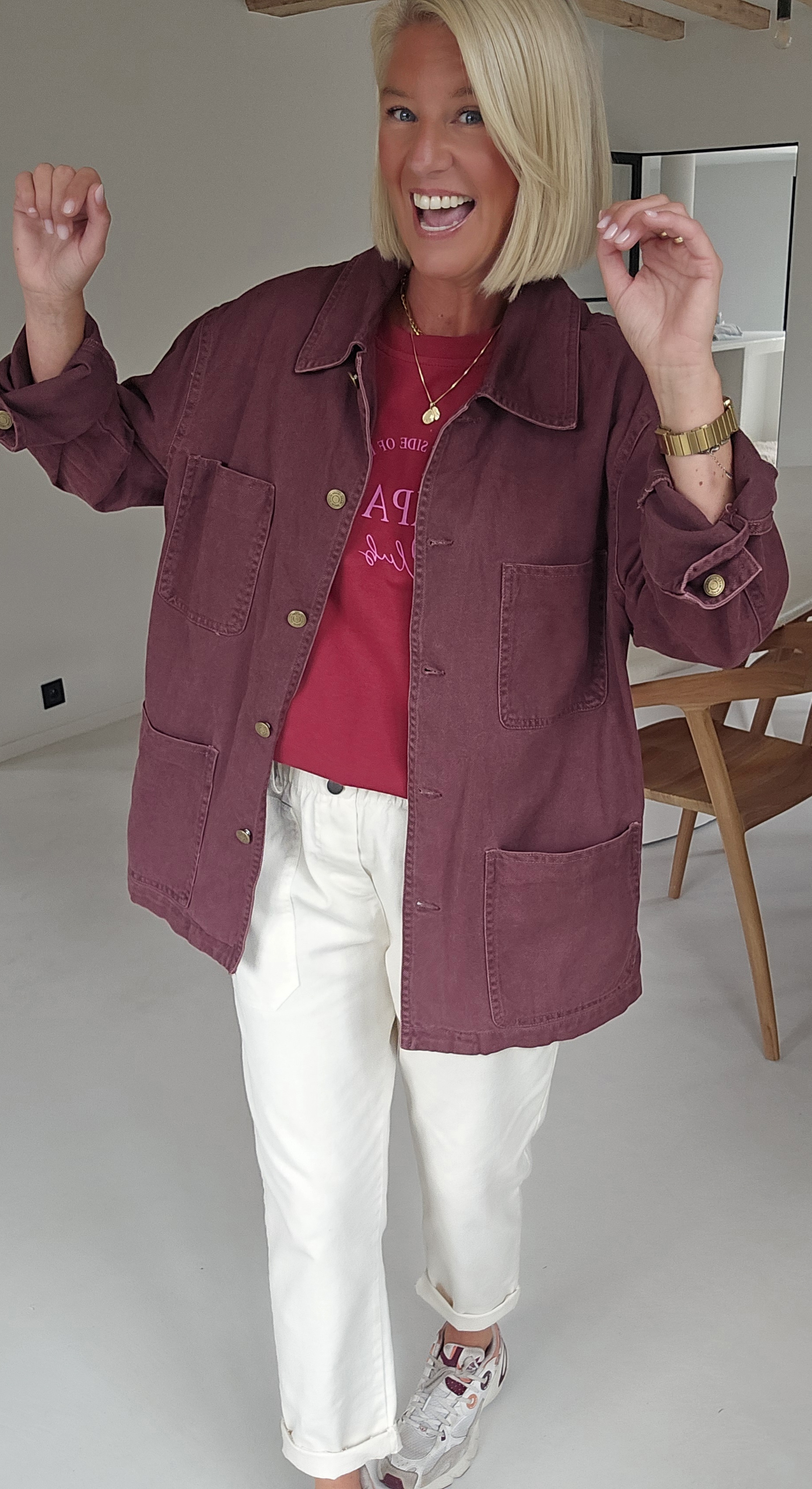 FELINE oversized cotton jacket burgundy
