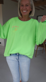 HAPPY LIFE sweatshirt neon green (with key ring)