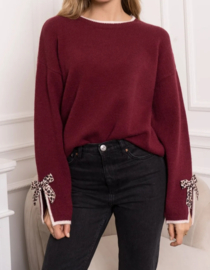 CLAIRE leo bow knit burgundy